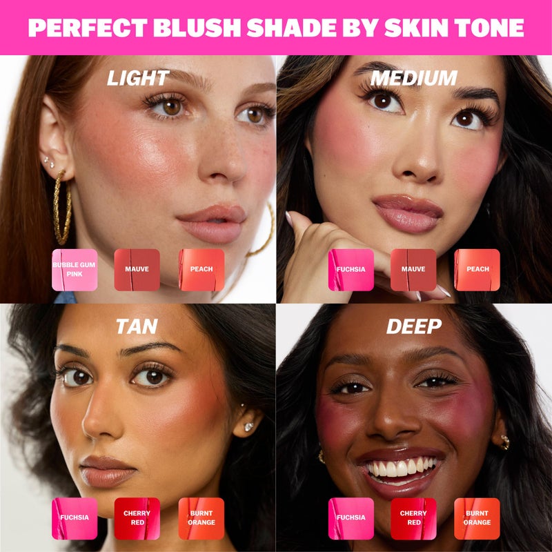 BASMA BEAUTY The Cream Blush, Non-Sticky, Buildable Coverage, Long-Lasting Cheek and Lip Tint with Vitamin E, Aloe Vera, Rosemary Extract, Gluten-Free, Vegan Formula (Fuchsia) - Image 3
